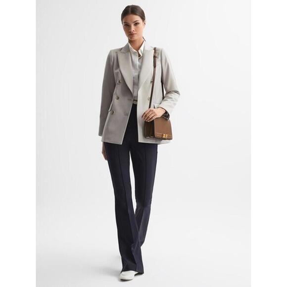 New Reiss ASTRID DOUBLE BREASTED WOOL BLEND BLAZER In NEUTRAL Sz US 10 $545 - Picture 1 of 13